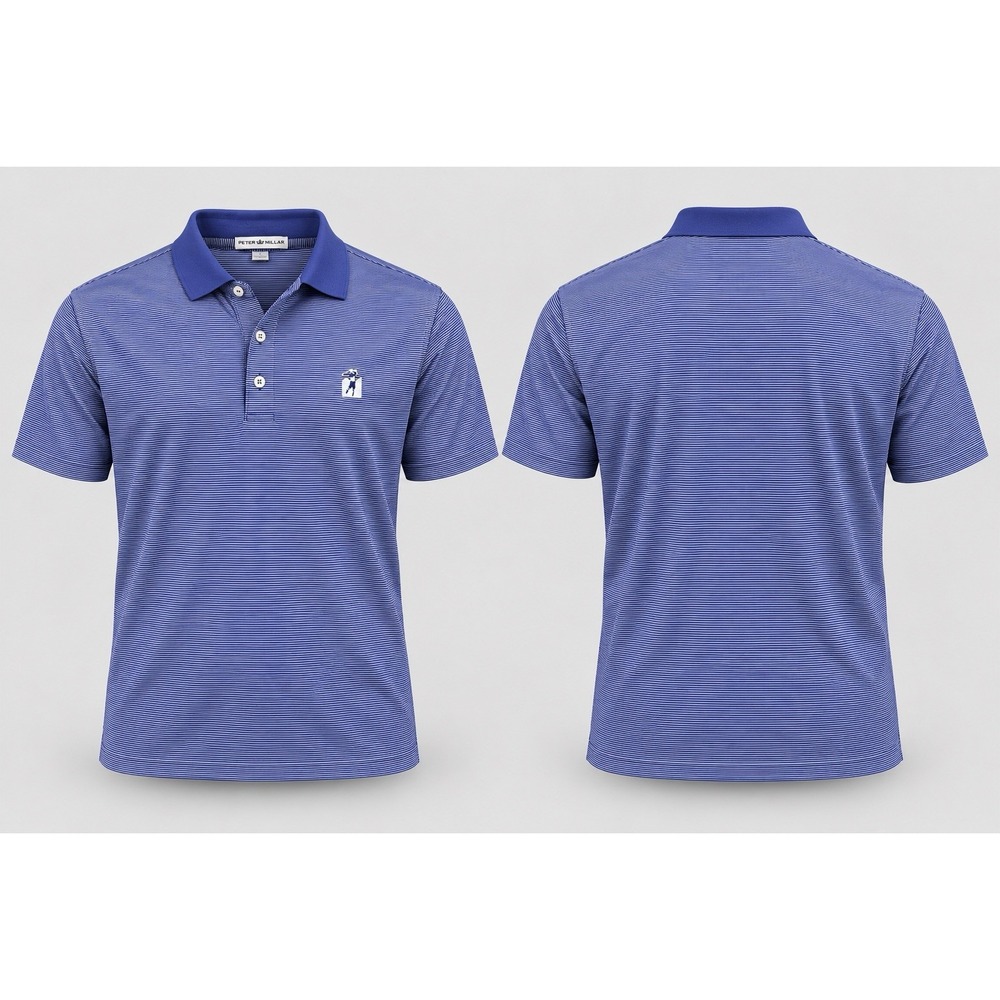 Peter Millar Summer Comfort Golf Polo Mens Large Navy Striped Shirt